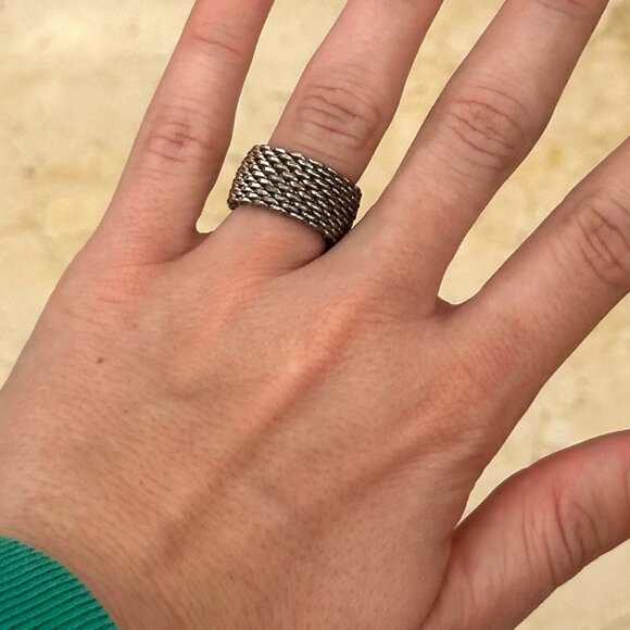 Tiffany & Co Somerset Mesh Ring Sterling Silver 925 – Size 7 Authentic - Picture 6 of 9